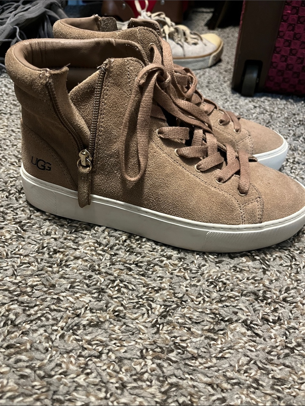UGG Women's Suede High-Top Sneakers in Light Brown 7.5